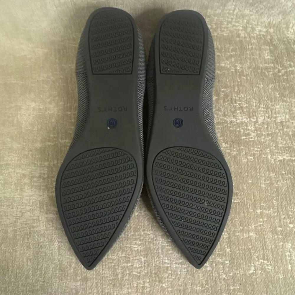 Rothy's Women's The Point Knit Slip-On Ballet Flats Grey Birdseye Size 8.5